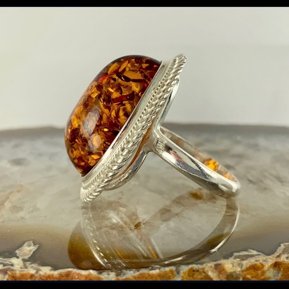 💕Baltic Amber Ring in Sterling Silver - Picture 4 of 5